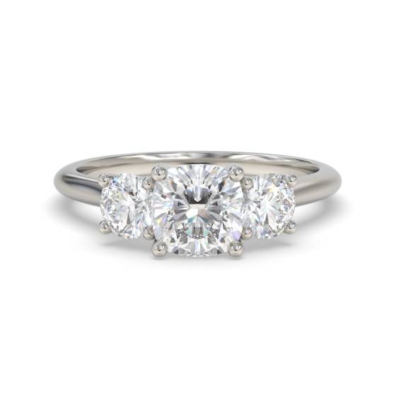 Cushion and Round Trilogy Diamond Ring