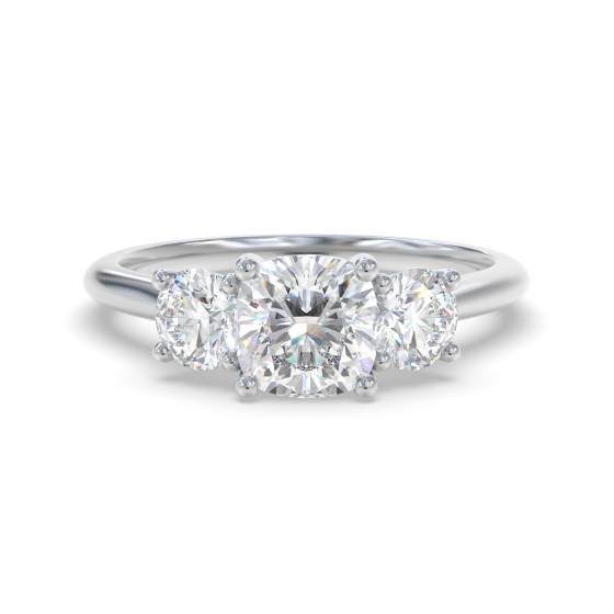 Cushion and Round Trilogy Diamond Ring