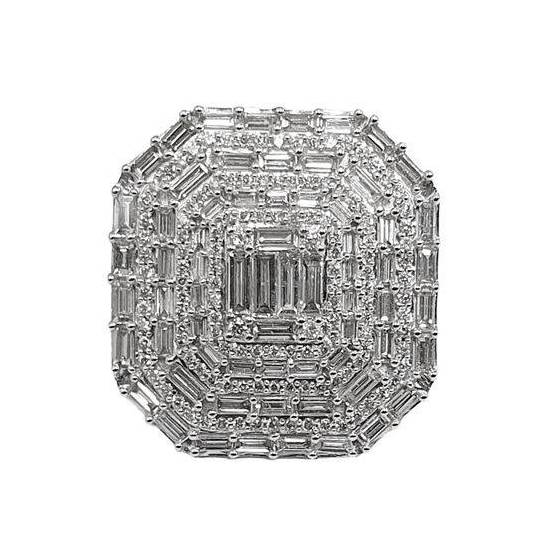 2.34ct VS/H-I Natural Baguette Cut Diamond Cluster Ring in 9k White Gold