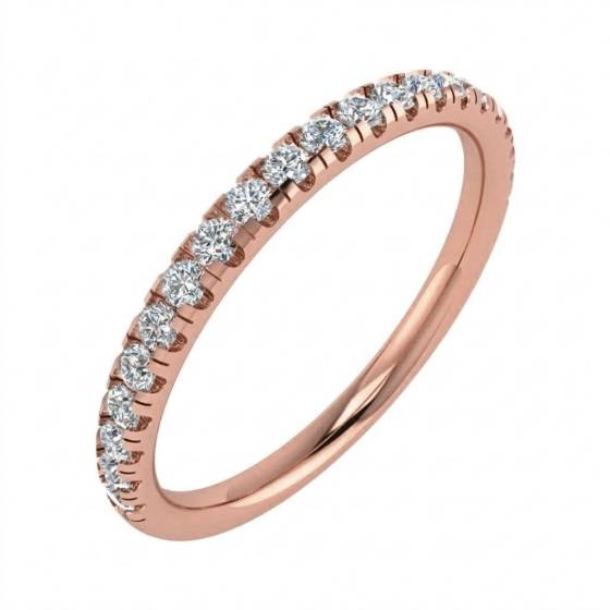 0.14ct VS/E-F Natural Round Cut Diamond Half Eternity Ring in 18k Rose Gold