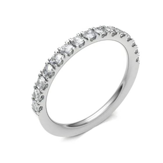 0.50ct VS/E-F Natural Round Diamond Set Wedding Band in 18k White Gold