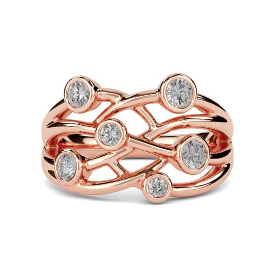 0.45ct VS/F Natural Round Cut Diamond Bezel Set Ring in 18k Rose Gold