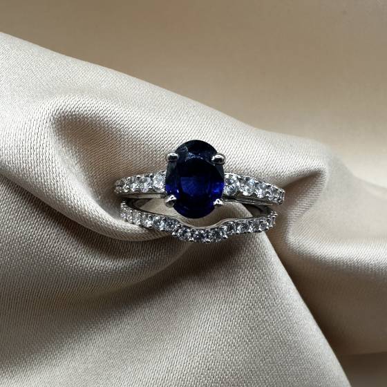 2.22ct VVS/E-F Natural Oval Cut Diamond Bridal Set Ring in 18k White Gold