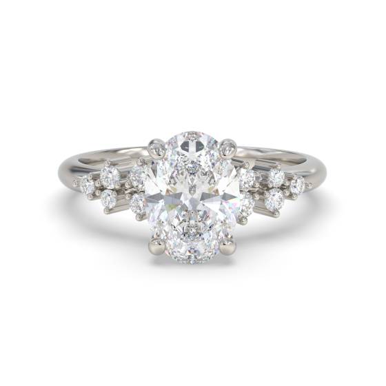 Oval Diamond Shoulder Set Ring