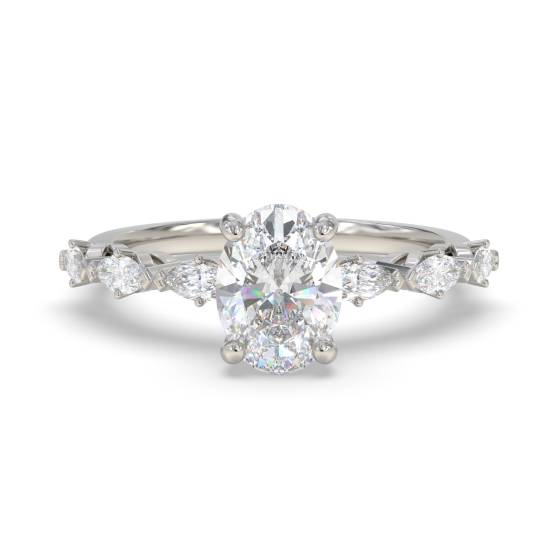 Oval and Marquise Diamond Shoulder Set Ring