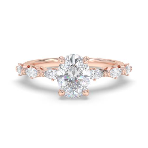 Oval and Marquise Diamond Shoulder Set Ring
