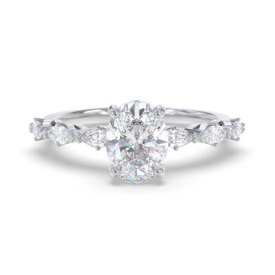Oval and Marquise Diamond Shoulder Set Ring