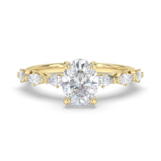 Oval and Marquise Diamond Shoulder Set Ring