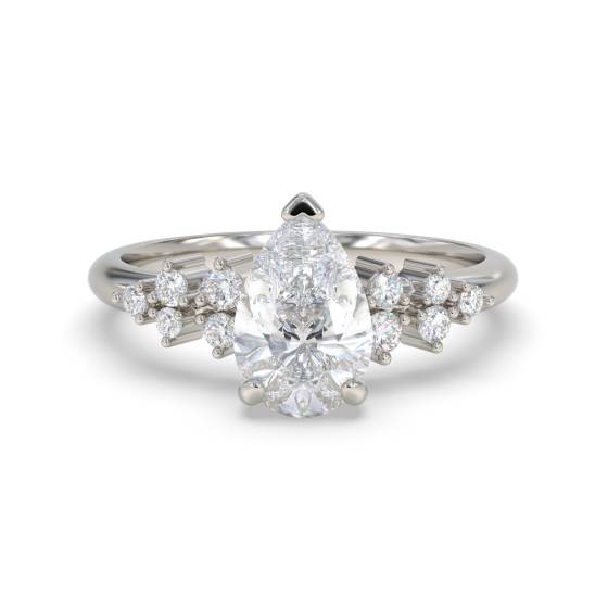 Pear Diamond Shoulder Set Ring
