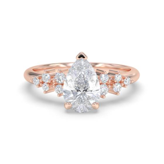 Pear Diamond Shoulder Set Ring