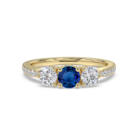 2.28ct VS/D Round cut Natural Diamond Blue Sapphire Gemstone Ring