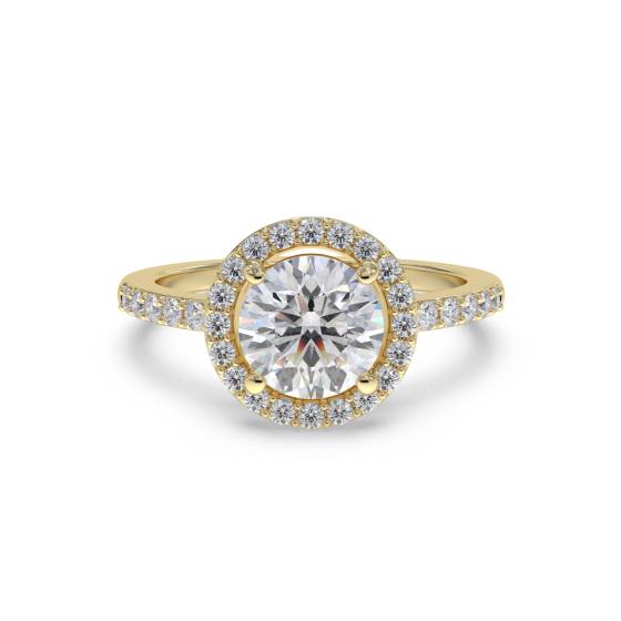 Modern Round Diamond Single Halo Ring