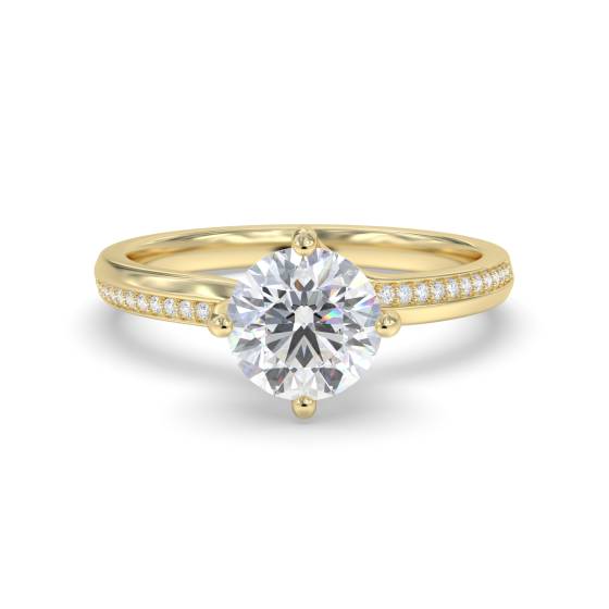 0.65 SI1/E Natural Round Diamond Shoulder Set Ring in 18k Yellow Gold