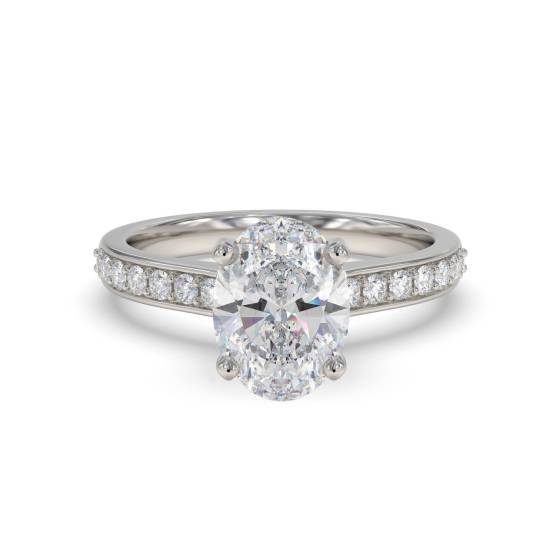 Oval Diamond Shoulder Set Engagement Ring
