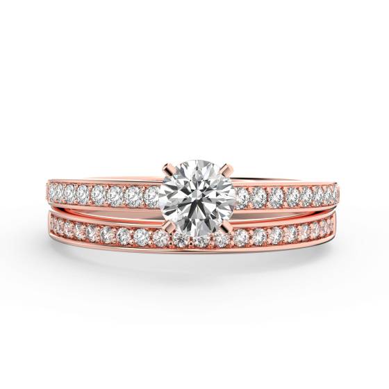 Round Diamond Shoulder Set Bridal Set