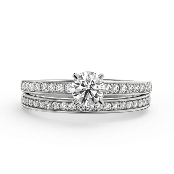 Round Diamond Shoulder Set Bridal Set