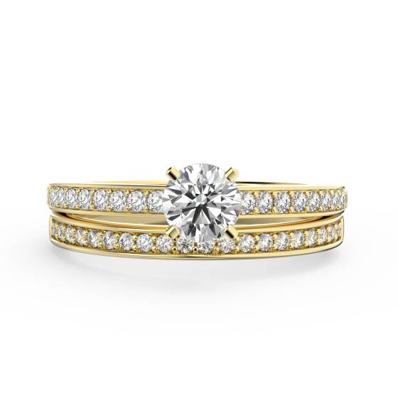 Round Diamond Shoulder Set Bridal Set