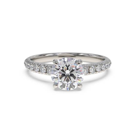 1.10ct SI1/G Natural Round Cut Diamond Shoulder Set Ring in Platinum