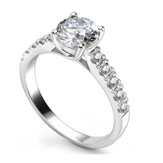 1.02ct I1/F Shoulder Set Natural Diamond Engagement Ring in Platinum