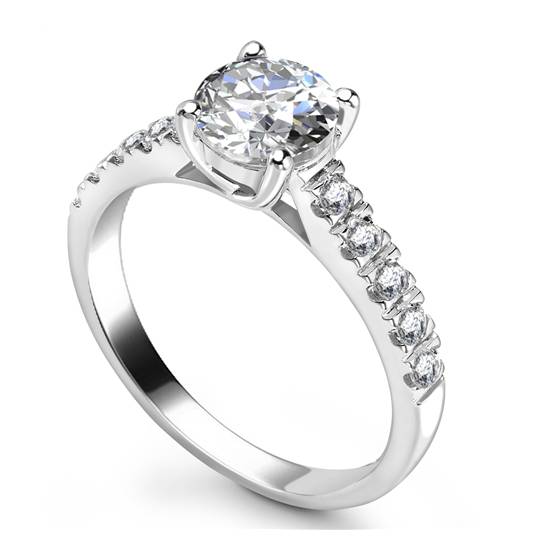 0.85ct SI2/F Natural Round Cut Diamond Shoulder Set Ring in Platinum