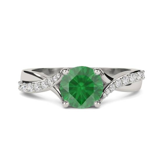 Round Emerald and Diamond Ring