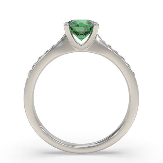 Round Emerald and Diamond Ring