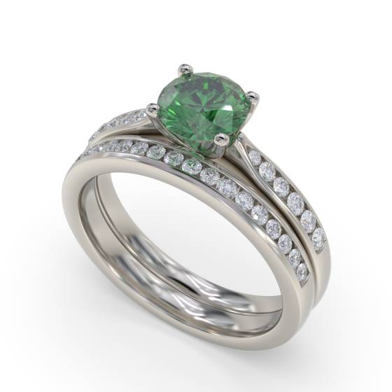 Round Emerald and Diamond Ring
