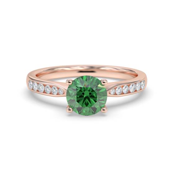 Round Emerald and Diamond Ring