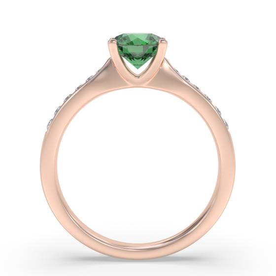 Round Emerald and Diamond Ring
