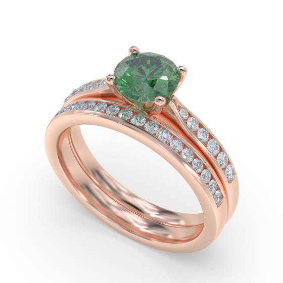 Round Emerald and Diamond Ring