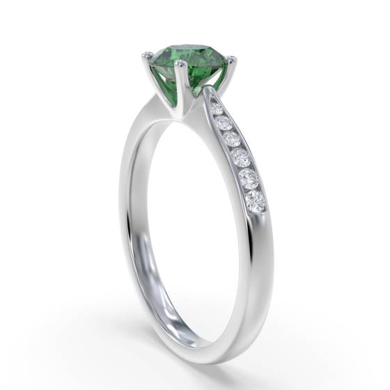 Round Emerald and Diamond Ring