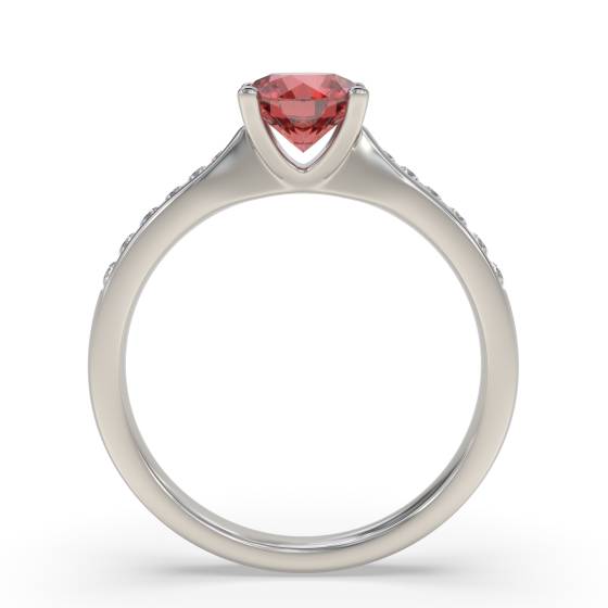 Round Ruby and Diamond Shoulder Set Ring