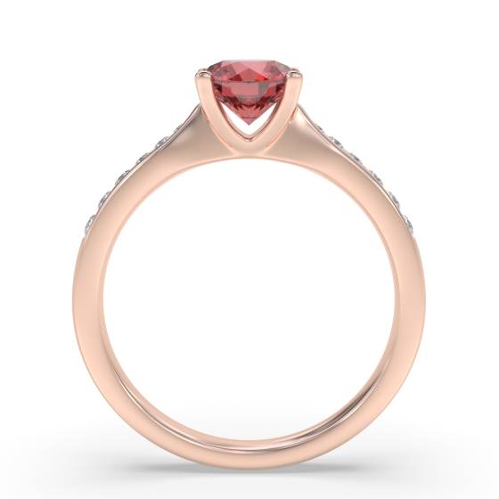 Round Ruby and Diamond Shoulder Set Ring