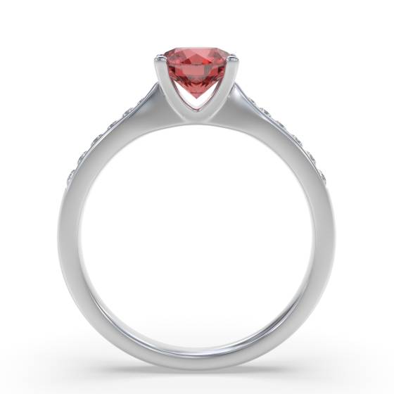 Round Ruby and Diamond Shoulder Set Ring