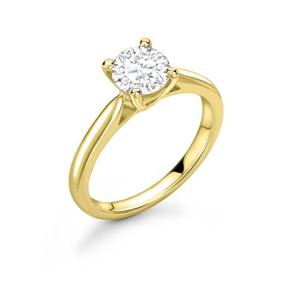 1.03ct SI2/J Natural Round Diamond Solitaire Ring in 18k Yellow Gold