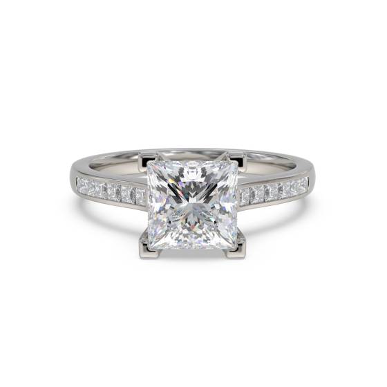 1.25ct SI1/G Princess Natural Diamond Shoulder Set Ring