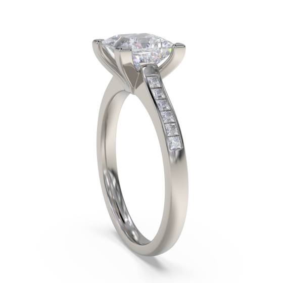 1.25ct SI1/G Princess Natural Diamond Shoulder Set Ring