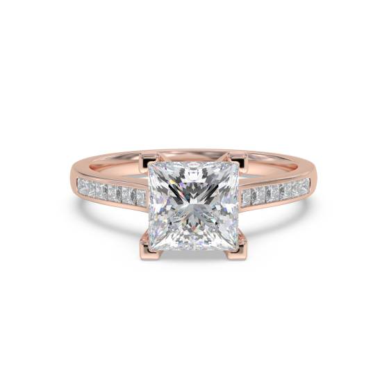 Princess Diamond Shoulder Set Ring