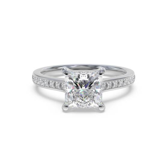 Princess Diamond Shoulder Set Ring