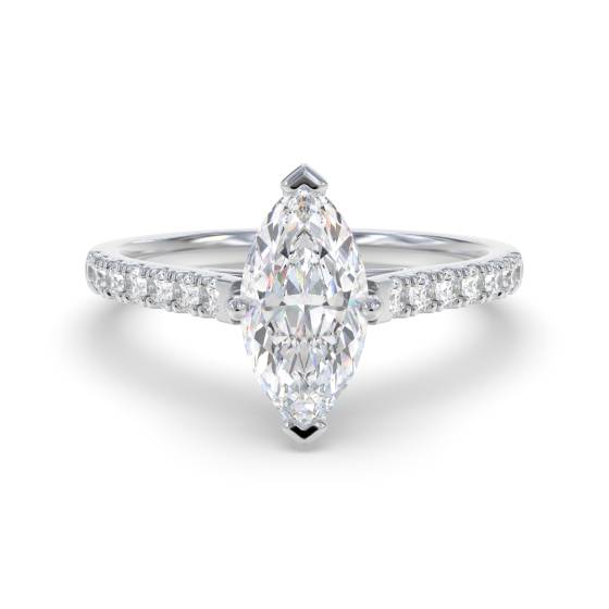 Marquise Diamond Shoulder Set Ring