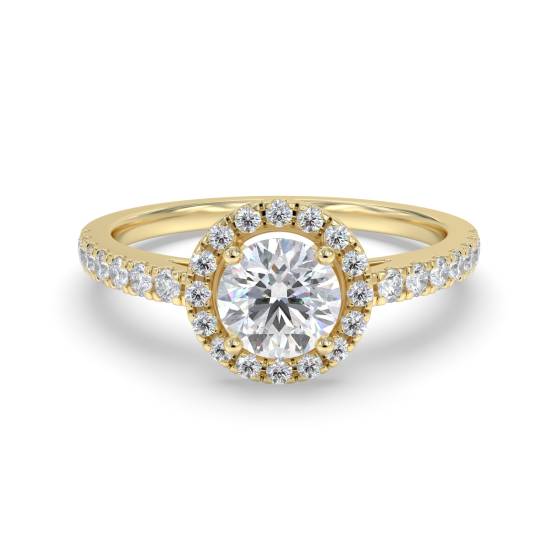 Round Diamond Single Halo Shoulder Set Ring