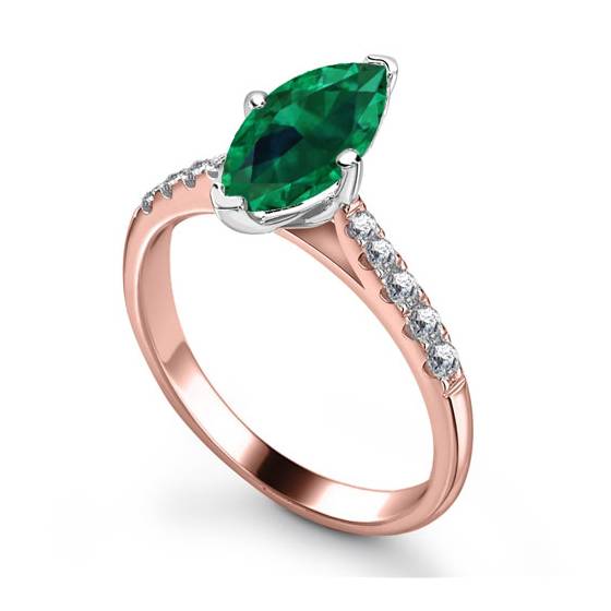 Fancy Emerald Green Marquise Diamond Shoulder Set Ring