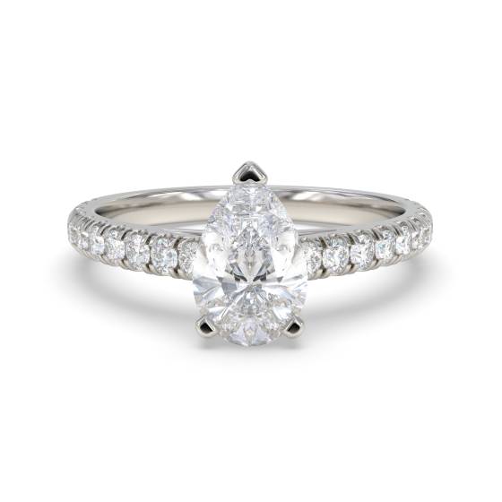 Pear Diamond Shoulder Set Ring