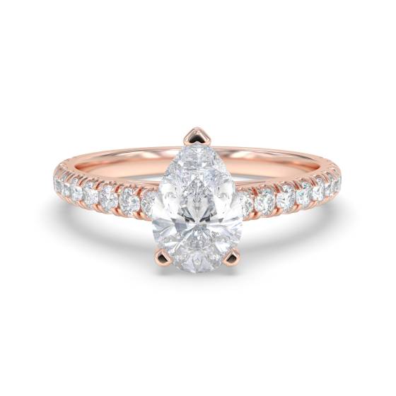 Pear Diamond Shoulder Set Ring