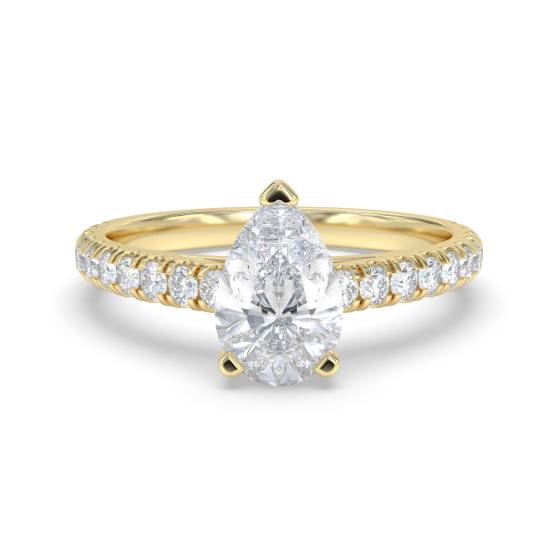 Pear Diamond Shoulder Set Ring