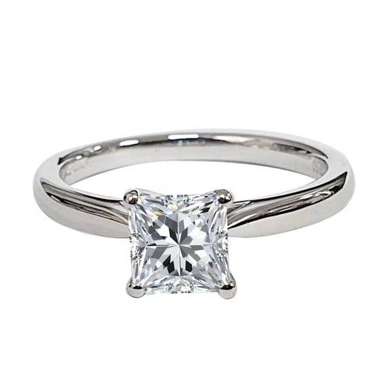 1.00ct SI2/G Natural Princess Diamond Solitaire Ring in Platinum