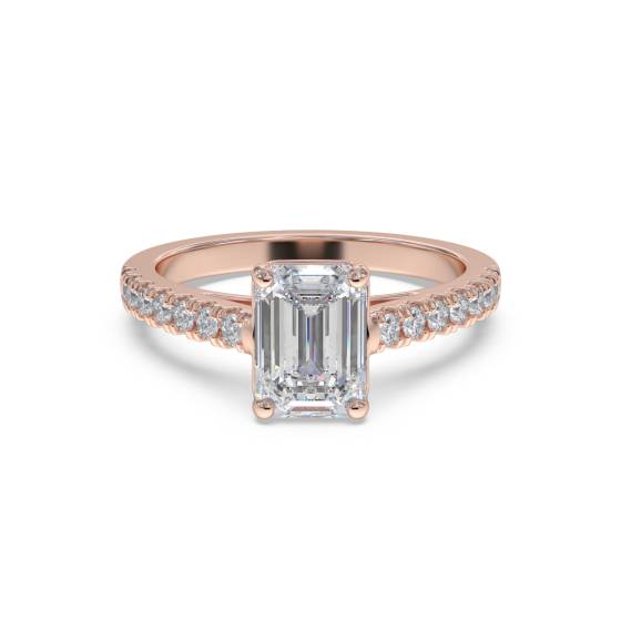 Emerald Diamond Shoulder Set Ring