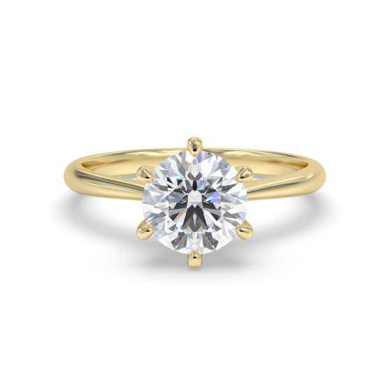0.50ct VS1/F Natural Round Diamond Solitaire Ring in 18k Yellow Gold