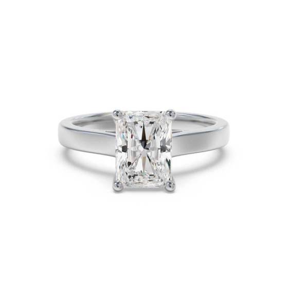 3.01ct VVS2/K Natural Radiant Cut Diamond Solitaire Ring in 18k White Gold