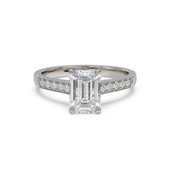 Emerald Diamond Shoulder Set Ring